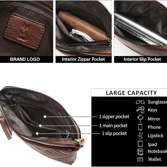 Elegant Quilted Crossbody Bag for Women - Soft Vegan Leather, Adjustable Strap - Picture 3 of 6